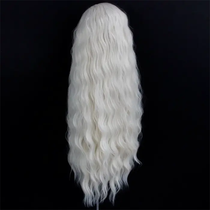 Perruque Lace Front Wig synthétique ondulée Blonde platine