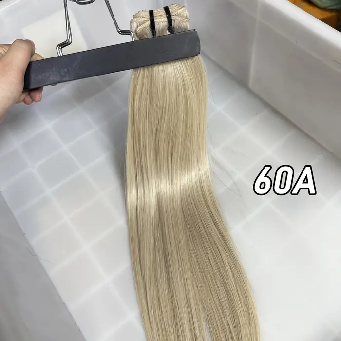 Extensions de cheveux vietnamiens lisses, tissage de cheveux humains, blonds avec mèches décolorées,