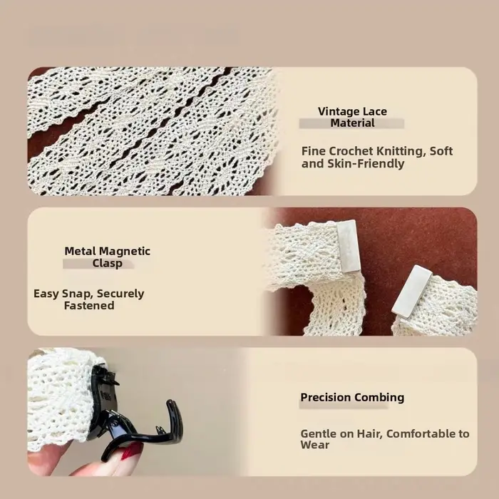 Pinces à cheveux magnétiques en dentelle avec nœud