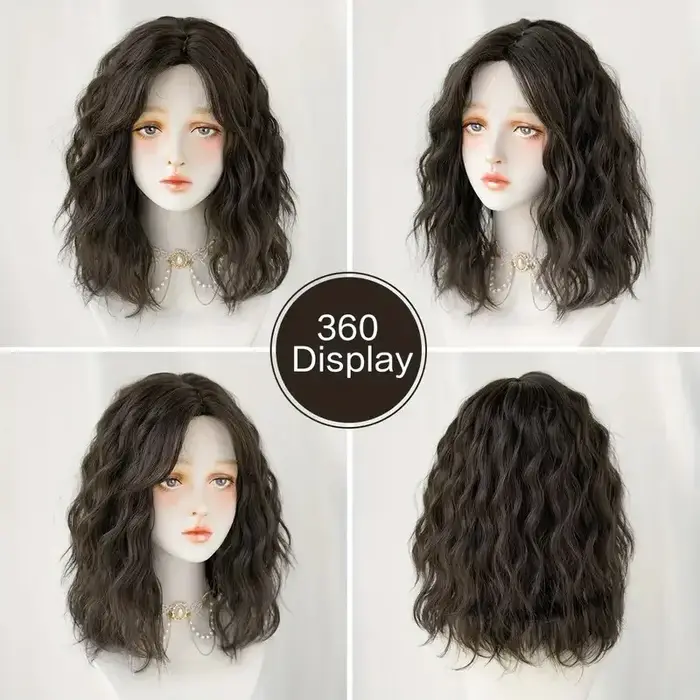 1 perruque synthétique bouclée ondulée mi-longue pour femme
