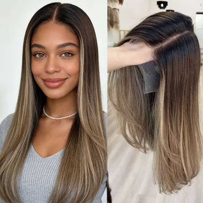 Perruque Blond Ombré Sans Colle