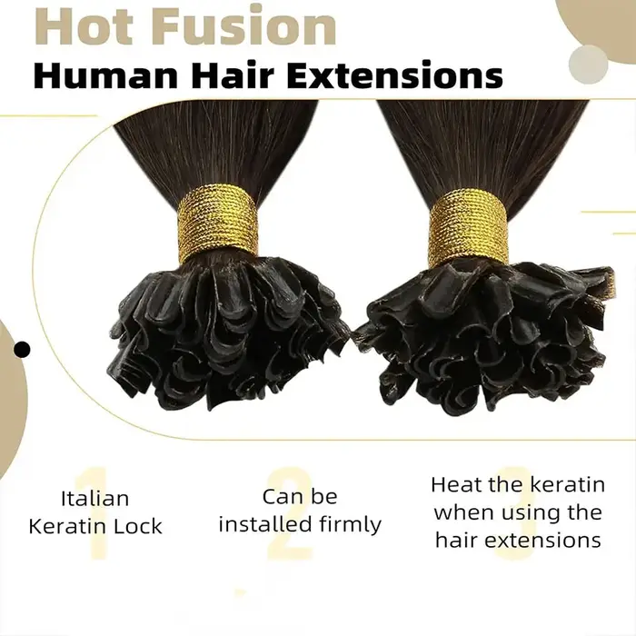Extensions de cheveux en U, 100% cheveux humains naturels, kératine pré-collée, fusion à chaud, pointe en forme de clou, balayage, extensions lisses et soyeuses