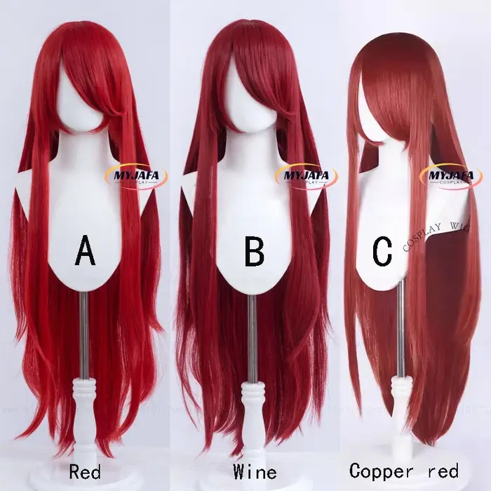 Perruque de Cosplay synthétique longue et lisse de 100cm