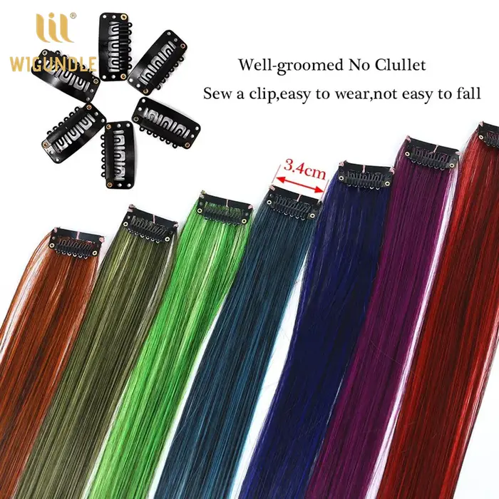 Extensions capillaires synthétiques à Clip de 18 couleurs