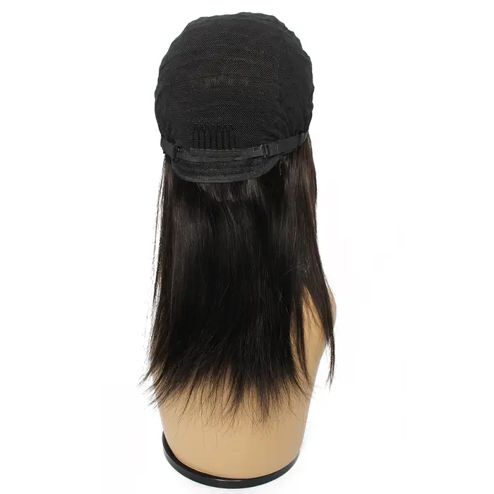 Perruque Lace Closure 4x4 de 12-18 pouces en cheveux humains pour femme noire, perruque Lace T Part 
