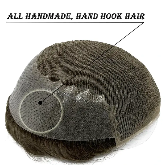 Q6 hommes toupet dentelle et Base en polyuréthane système de cheveux humains unité Durable mâle prot