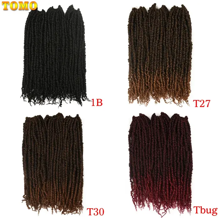 TOMO Twist Crochet cheveux synthétiques pré-bouclés Passion torsion 12 brins longs bohème tressage Extensions