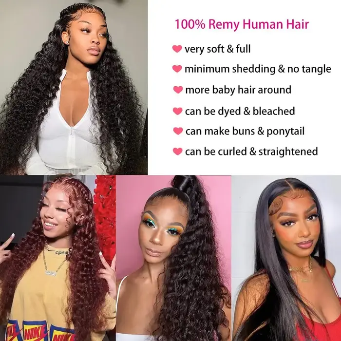 Perruque Lace Front Wig Deep Wave Naturelle Bouclée, Cheveux Humains, 13x6, 13, 28, 30, 32, 34, 36 P
