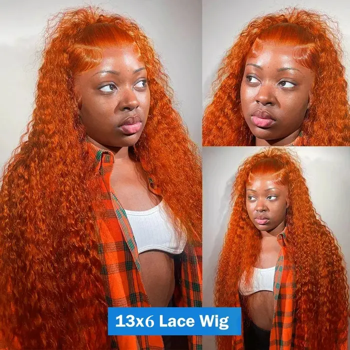 Perruques Lace Front Ondulées Orange Gingembre 30 Pouces 13x4 13x6 # 350 Perruques Colorées en Cheve