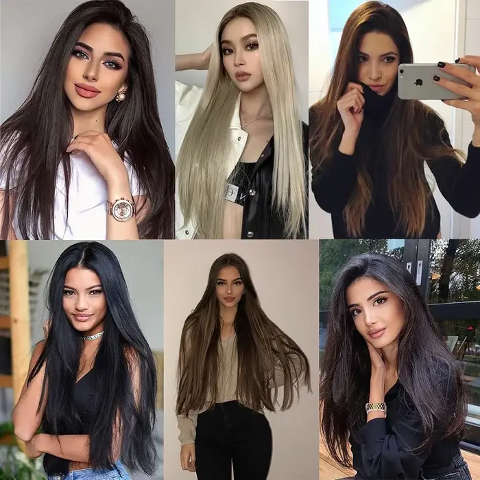 Extension de cheveux synthétique longue et droite de 24 pouces