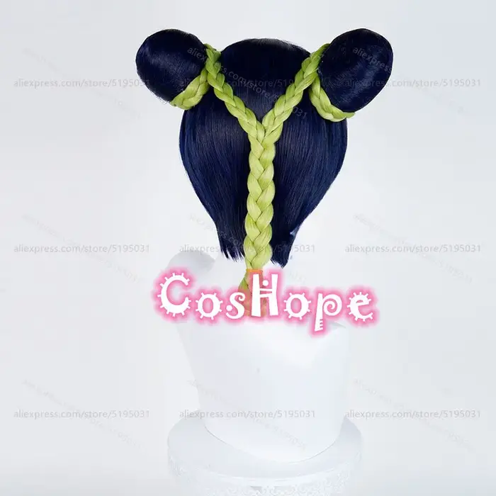 JOJO Jolyne Cujoh Cosplay perruque 30 cm bleu foncé vert