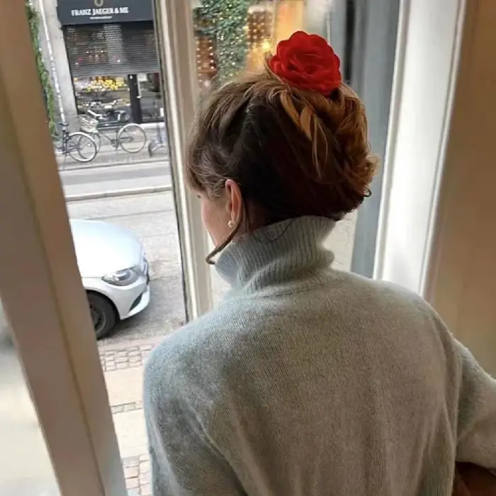 Pince à cheveux fleur angirose en tissu pour femmes et filles