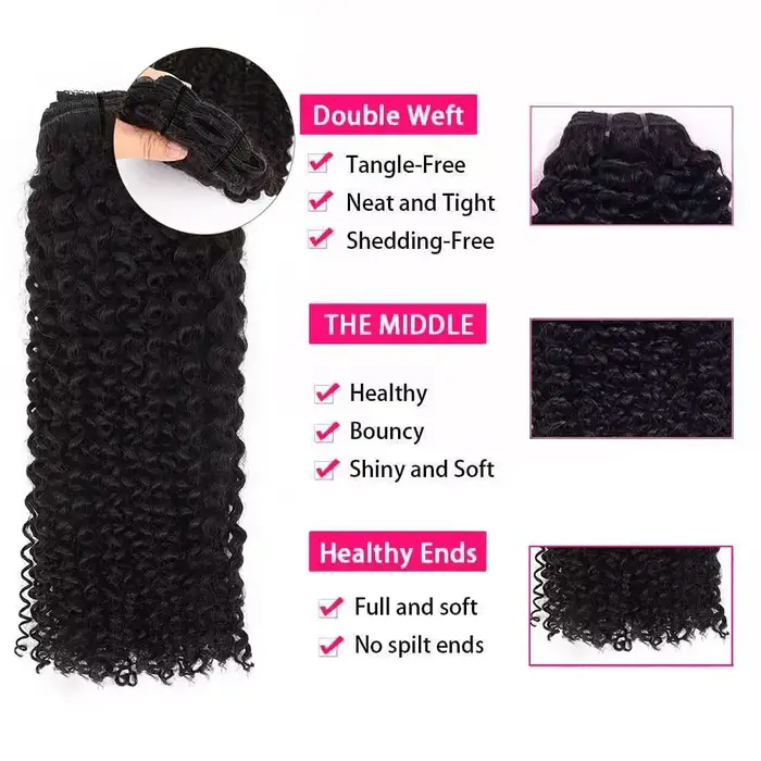 Extensions de cheveux humains Remy crépus bouclés à clips