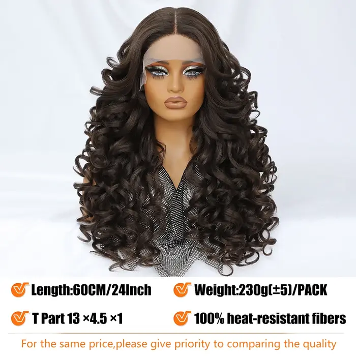 Latisha – perruque Lace Front Wig synthétique bouclée Afro, 24 pouces, 13x4,5x1, cheveux de Cosplay,