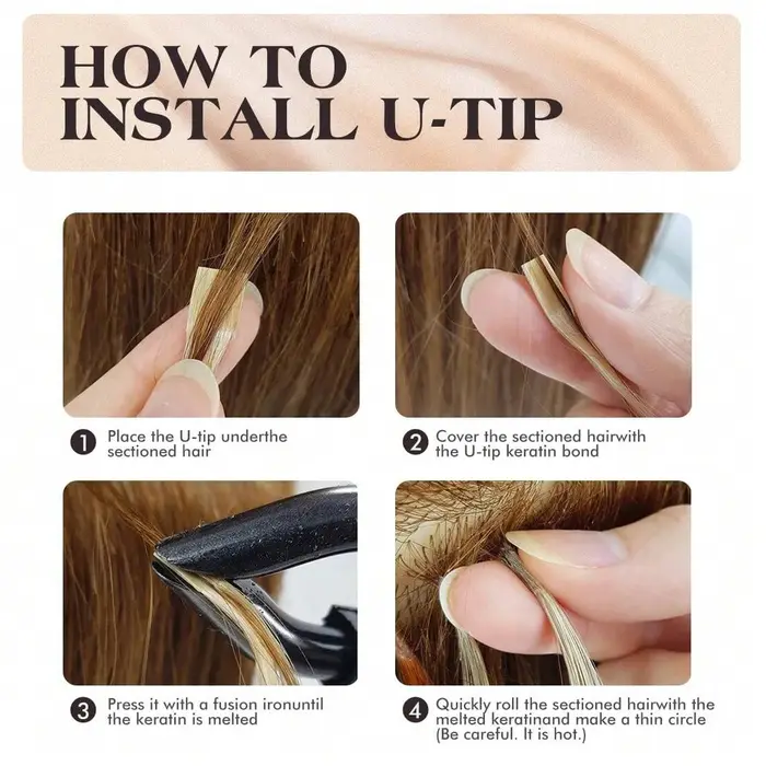 Extensions de cheveux à pointe en U