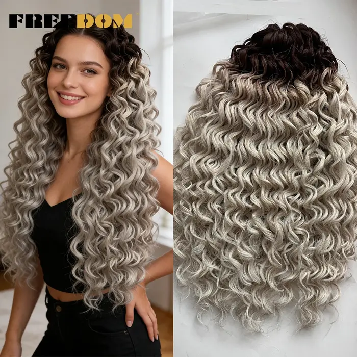 Extensions de cheveux synthétiques tressées Deep Wave Jessica Hair, 20 pouces, 300g, couleur ombrée 