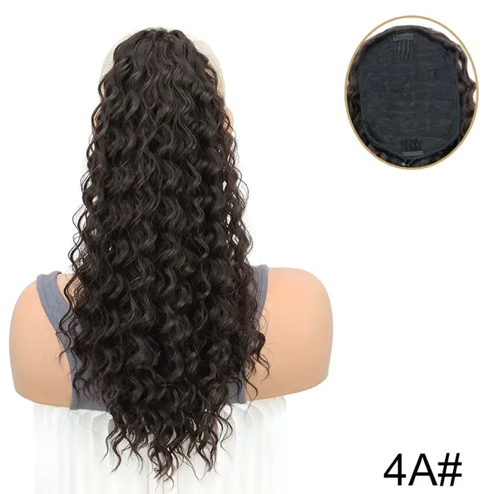 WIGSIN 18 pouces synthétique crépus bouclés queue de cheval cheveux courts moelleux