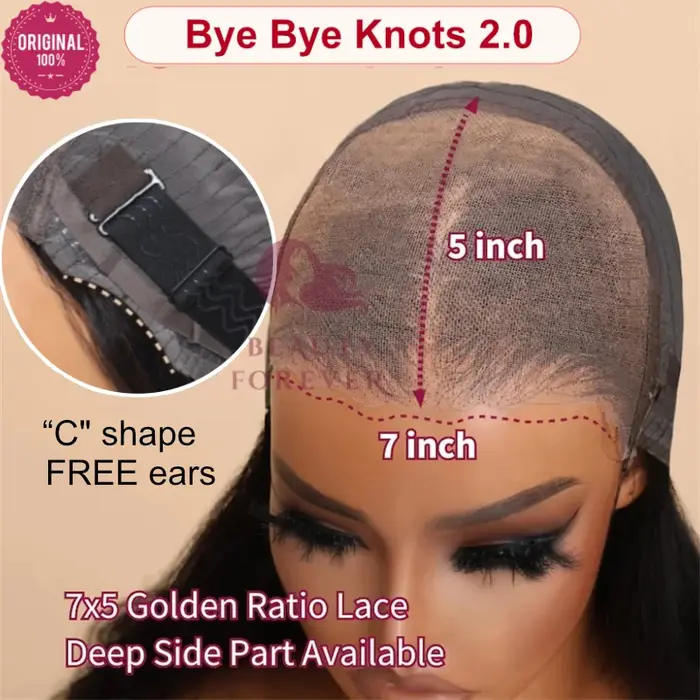 Beautyforever met en évidence brun vague d'eau Gueless perruque 7x5 pré-coupé dentelle Bye noeuds sans colle