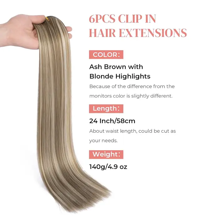 Extensions capillaires synthétiques légères à clips