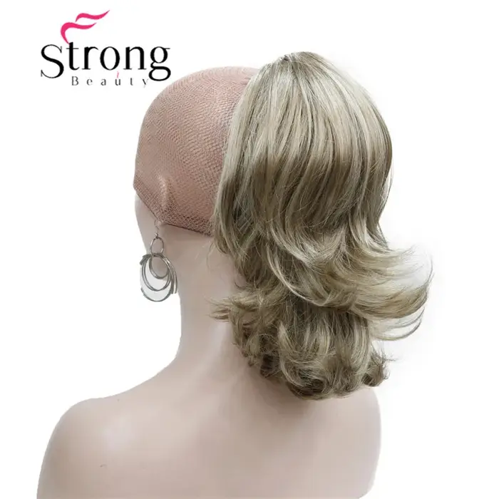 StrongBeauty-Extension Capillaire Synthétique Ondulée Blonde de 12 Pouces