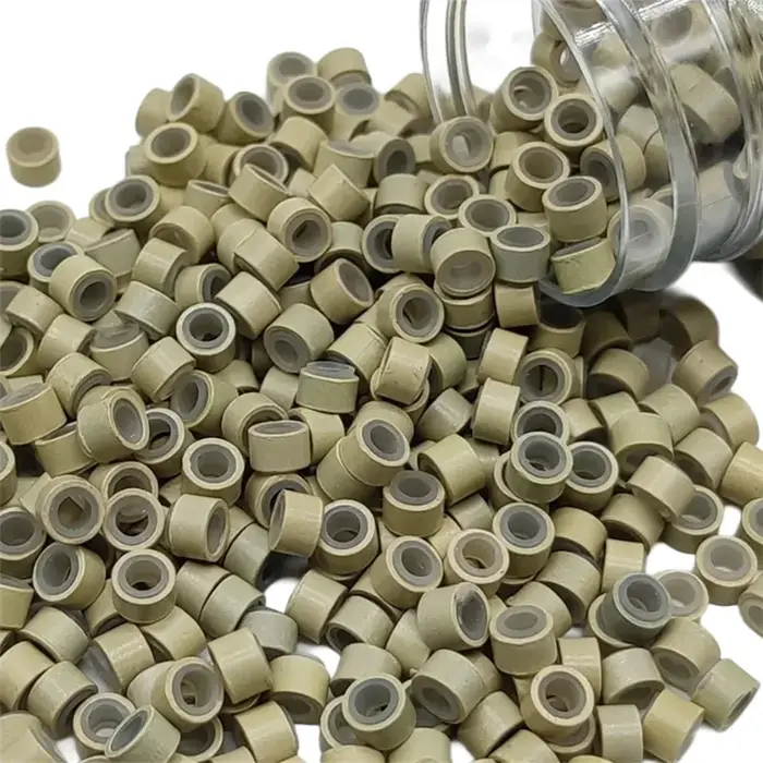 1000 pièces Extensions de cheveux Micro anneaux liens perles 5mm perles doublées de Silicone pour Ex