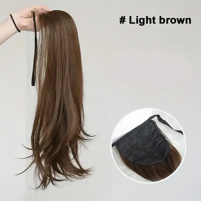 Postiche synthétique longue queue de cheval Extensions de cheveux noir brun perruques pour les femmes chaleur Reistan