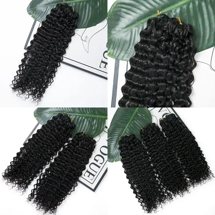 Vague d'eau sans noeud pré-séparé Crochet Extensions de cheveux cheveux humains bouclés plume Croche