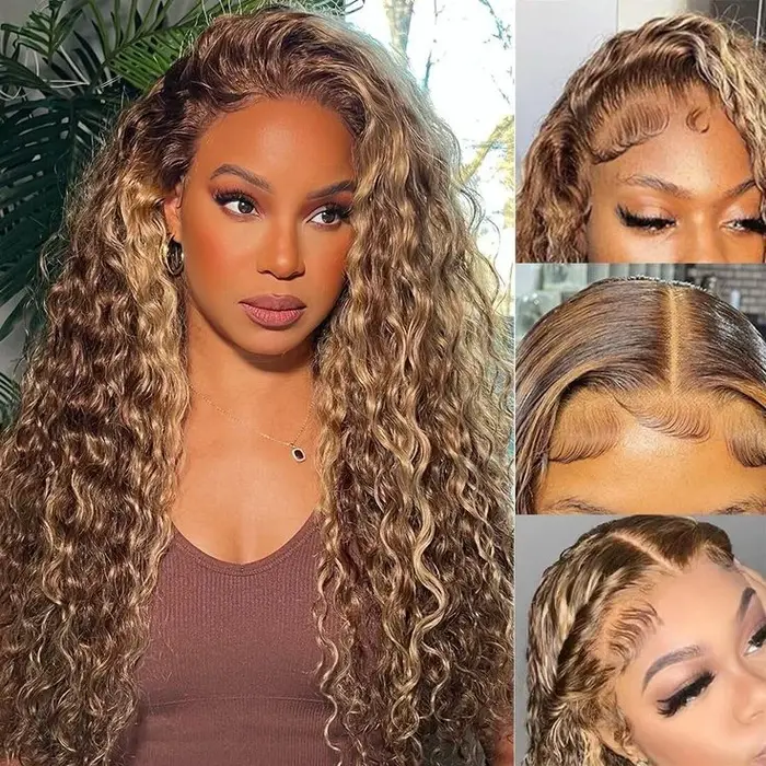 Perruque BOB vague profonde cheveux humains 13x4 HD bouclés dentelle avant perruques