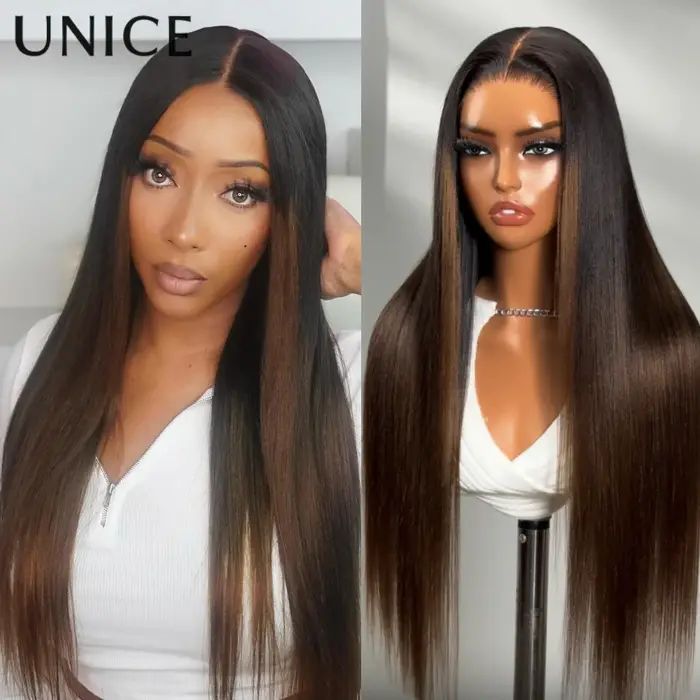 UNICE 7x5 & 13x4 pré coupé pré blanchi sans colle perruques cheveux humains cordon casquette Chesnut