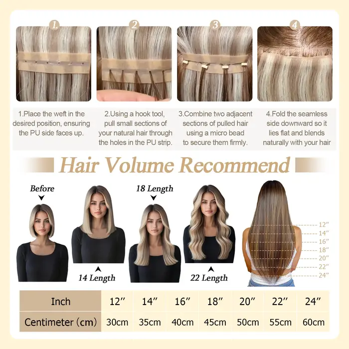 Extensions de cheveux naturels Butterfly Weft, invisibles, en PU plat avec trous, double languette,