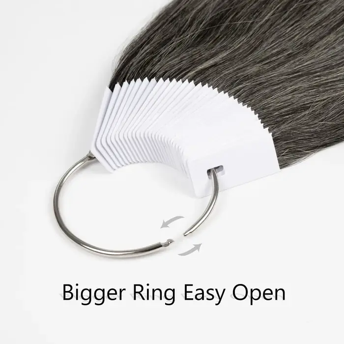 Échantillons de cheveux gris anneaux de couleur Extensions