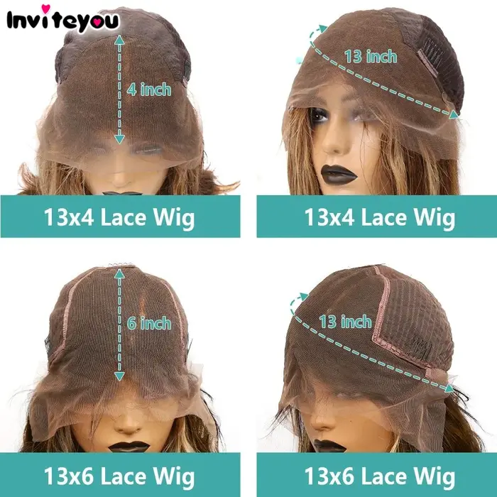 Perruque Lace Frontale 13x4 13x6 HD Highlight Body Wave pour Femme, Cheveux Humains Remy Ombrés P4/2