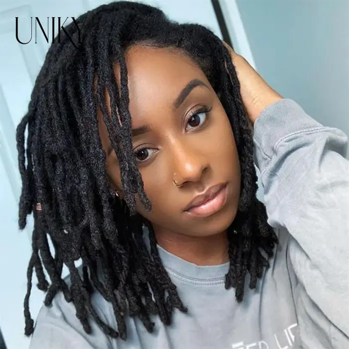 60 brins Extensions de Dreadlock pour hommes/femmes Afro crépus droites 100% cheveux humains à la main Loc