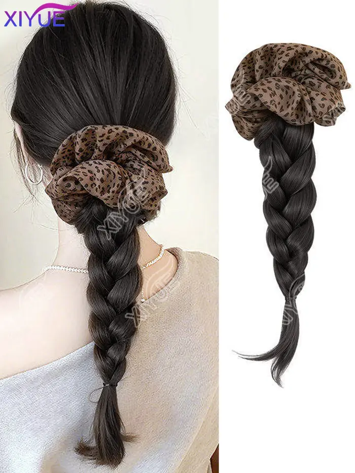 Perruque queue de cheval synthétique noire XY avec pince à cheveux, tresses torsadées longues, perru