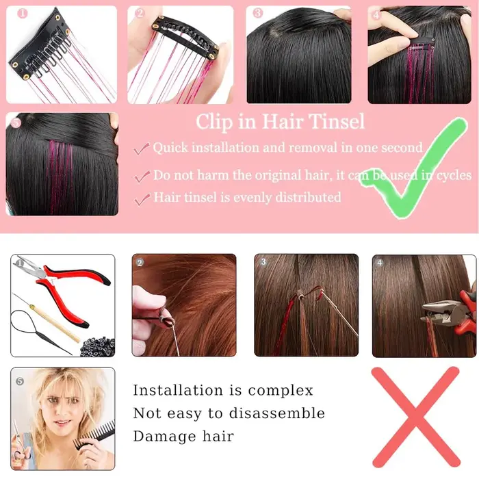 Extensions capillaires synthétiques lisses à paillettes