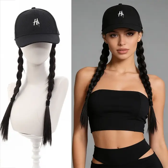Casquette de baseball pour femme avec perruque intégrée