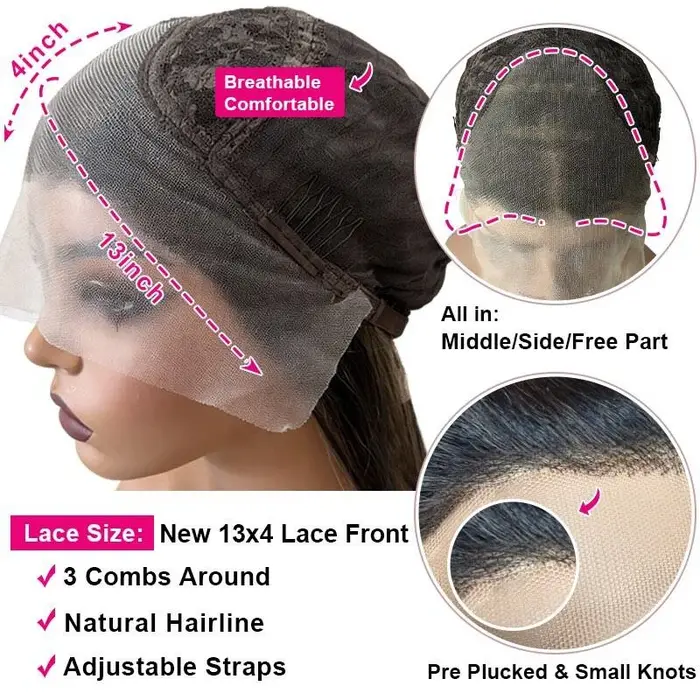 Perruque pour femme de haute qualité, nouvelle perruque synthétique HD Lace Front Ombré Brun Foncé a