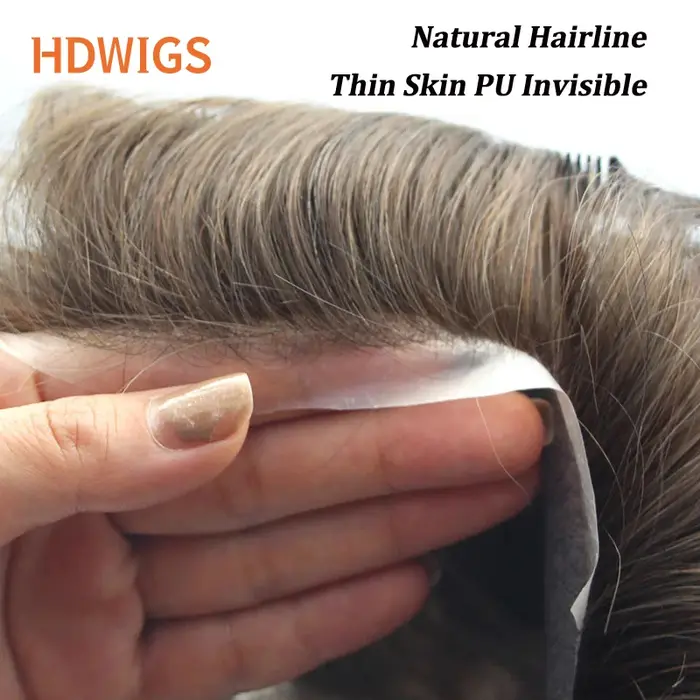 Prothèse capillaire pour homme en cheveux naturels brésiliens