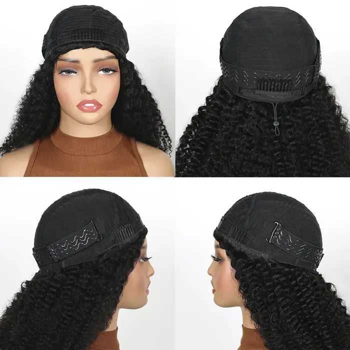 Demi-perruque de cheveux humains crépus bouclés