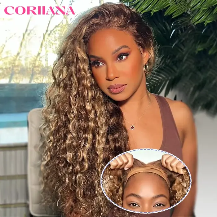 Perruques bouclées blond miel 13x6 sans colle perruque à reflets cheveux humains prêt à porter Ombre