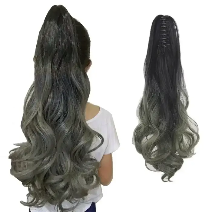 Soowee synthétique bouclés Ombre bleu griffe queue de cheval pince dans l'extension de cheveux