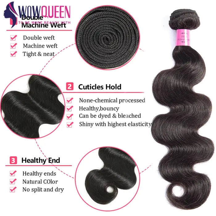 Tissage en Lot Péruvien Remy 100% Naturel, Body Wave, 28 30 32, Longueur Réelle, Extensions de Cheve
