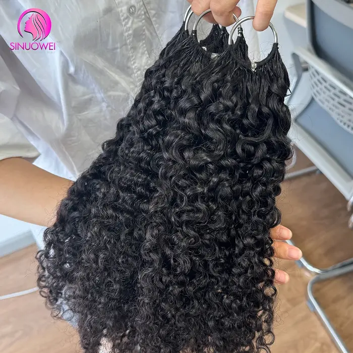Extensions de cheveux bouclés en plumes birmanes couleur noir naturel 12A