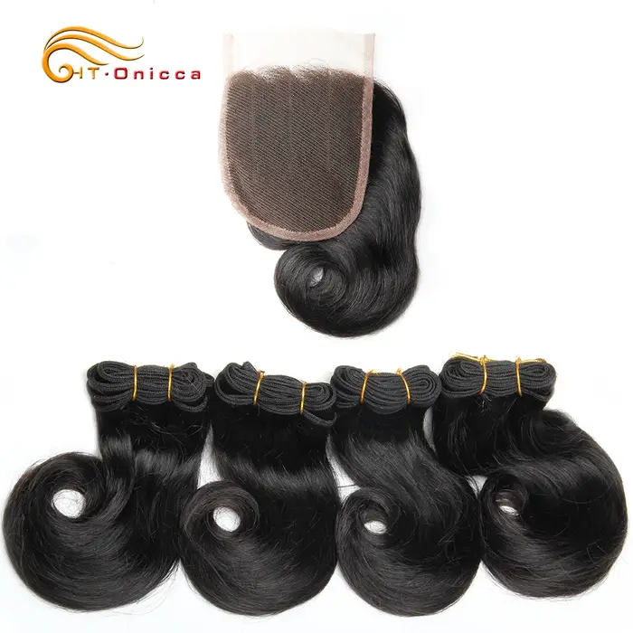Mèches doubles de cheveux avec fermeture, perruque bouclée 100% naturelle, extension brésilien Remy,