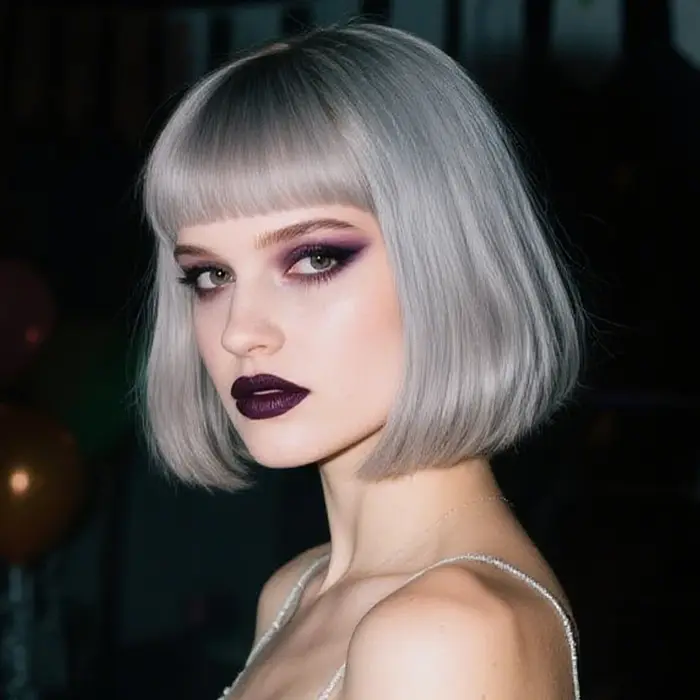 Nouvelle perruque pour femmes, cheveux courts et raides, bandeau de couleur dégradé gris blanc, couv