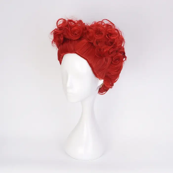 Perruque synthétique courte bouclée rouge la reine rouge