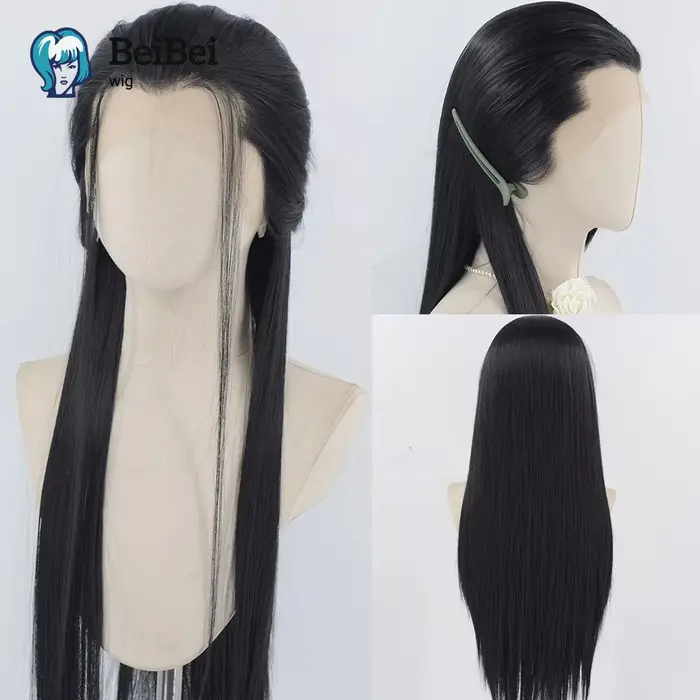 Perruque Lace Wig synthétique 13*4 pour Cosplay, perruques longues et lisses, coiffures traditionnel