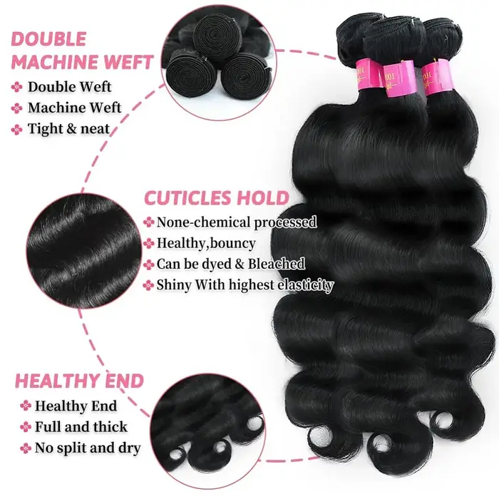 Extensions de cheveux humains naturels ondulés pour femmes, lots de 1/3/4 pièces, extensions de chev