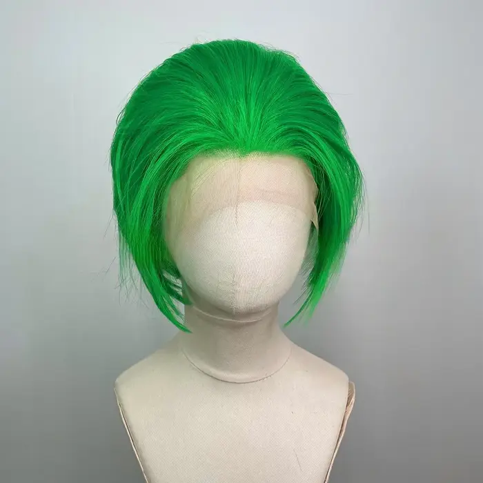Perruque Bob Lace Front Wig synthétique courte vert clair