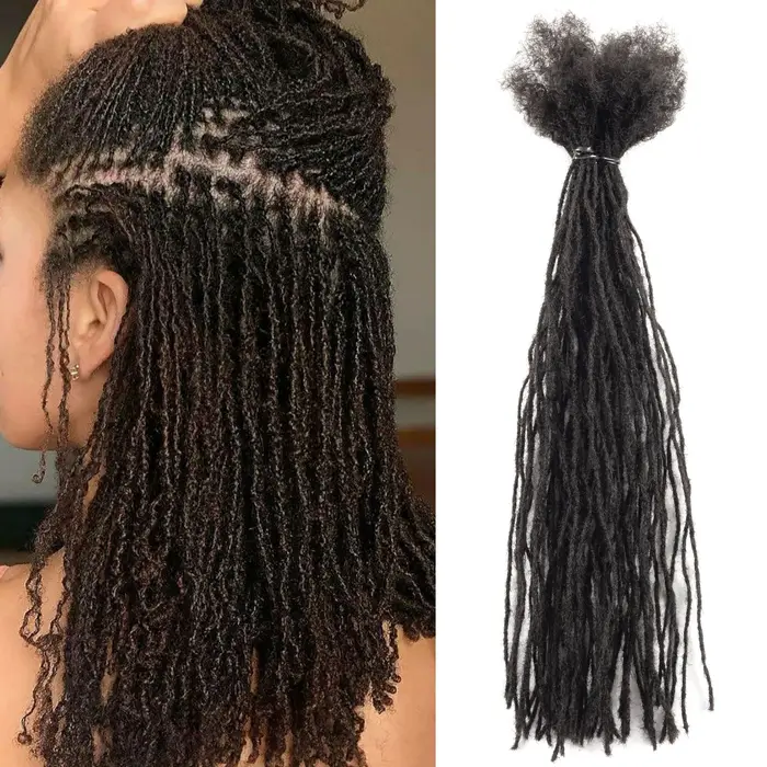 20 Strs/paquet vente en gros directe d'usine 0.1 cm Micro Locs vrais cheveux humains Dreadlocks Extension Loc Extensions Dreadlock Naturel